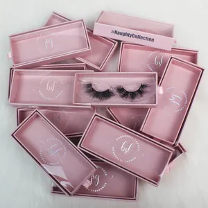 B02 Wholesale eyelashes and customized eyelashes packaging box customized logo PVC holographic pink eyelashes box vendor