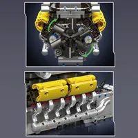 MOULD KING 10202 Lambo Supercar V12 Engine Model Building Block Kits Motor Drive Creative Puzzle Block Toy for Kid Birthday Gift