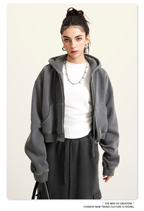 Sweat-shirt à capuche oversize en coton molletonné uni, unisexe, décontracté, pour l'automne, avec logo sur le devant - Product Image 2