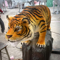 Statue d'animal artificielle grandeur nature animée (tigre/lion) personnalisable, résistante aux intempéries, pour usage intérieur/extérieur (aéroport, jardin)