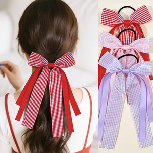 Banda de pelo lateral para chica de <span class=keywords><strong>Instagram</strong></span> japonesa Lazo de pelo a cuadros simple y versátil en estilo escolar - Product Image 1