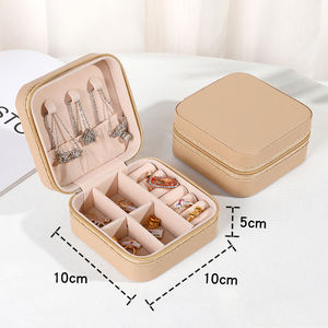 <b>Small</b> Travel PU Leather Zipper Closure Earring Jewelry <b>Storage</b> <b>Box</b> Organizer Custom Logo - Product Image 4