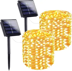 Série de guirlandes lumineuses solaires à LED pour vacances, bandes de noël pour décorations de fête/arche/Patio/arbre/bistrot/rideau