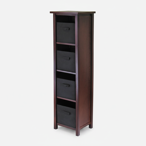 Verona 4-Section N Storage <b>Shelf</b> with 4 Foldable Black Fabric <b>Baskets</b> Durable and Stylish Home Organization Solution - Product Image 2