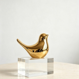 Statuette di Giraffa e Uccelli Dorati, <span class=keywords><strong>Arredamento</strong></span> <span class=keywords><strong>Moderno</strong></span> di Lusso per Casa, Decorazioni per Soggiorno, Libreria, Camera da Letto, Regali per Bambini - Product Image 2