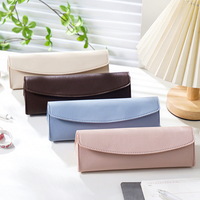 Étui à crayons triangulaire en cuir PU de style coréen, couleur unie, avec fermeture magnétique, pochette à papeterie multi-usages pour étudiants