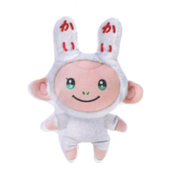 Pochette en peluche personnalisée en forme de singe avec capuche de lapin, motif dessin animé, pour pièces de monnaie