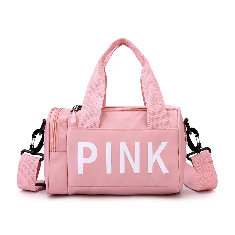 Mini bolsa de viaje rosa con logotipo impreso para hombre y mujer, bolsa de viaje con logotipo personalizado, venta al por mayor