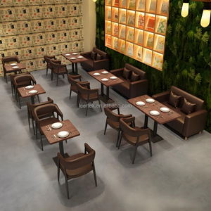 Gran oferta, restaurante, marco de madera, sofá de cuero personalizado, mesa de comedor de comida rápida y sillas, juego de muebles comerciales - Product Image 5