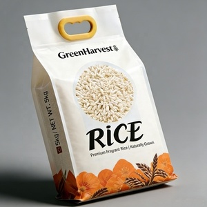 Sacchetto Personalizzato con Stampa Termosaldata Doypack a Fondo Piatto, Sacchetto in Plastica Resistente per Alimenti, Sacchetto Stand-up per Cereali e Riso con Manico Fustellato - Product Image 3