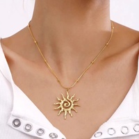 Collier Pendentif Soleil Spirale Europe Amérique pour Femme, Élégant et Minimaliste, en Alliage de Zinc, Perles Creuses, Plaqué Or