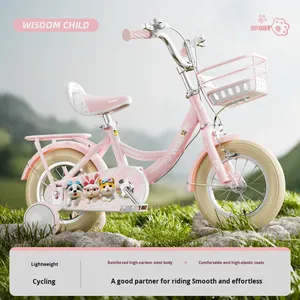 <span class=keywords><strong>Bicicletta</strong></span> per Bambini Nuovo Stile per Ragazze <span class=keywords><strong>3</strong></span>+ <span class=keywords><strong>Anni</strong></span> 12 14 16 18 Pollici <span class=keywords><strong>Bicicletta</strong></span> a 2 Ruote in Acciaio ad Alto Tenore di Carbonio con Telaio e Cestino Anteriore - Product Image 2