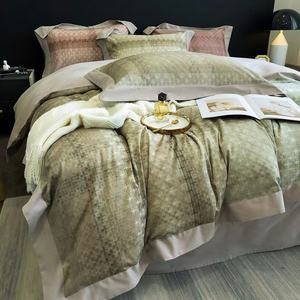 Penjualan terlaris seprai Linen ranjang motif Digital katun 100s hijau dengan 2 bantal lembut penutup selimut seprai ukuran Queen Set tempat tidur - Product Image 5