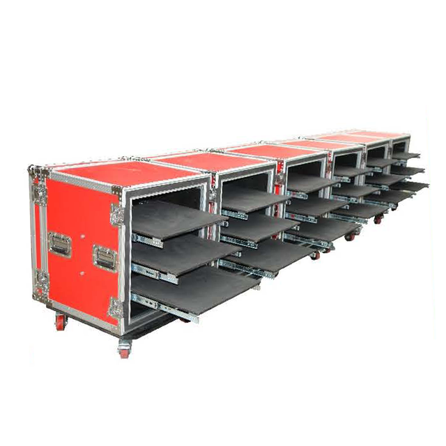 Red Color Audio Protective Amplifier Mount Rack 12u Flight case With Sliding Table