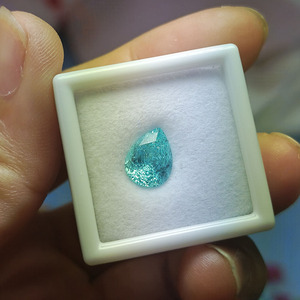 Piedras preciosas sueltas en forma de pera, cultivadas en laboratorio, Paraiba, corte triturado, tamaño 7x9mm, para la elaboración de collares. - Product Image 4