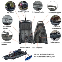 Kayak à pédales modulaire motorisé en deux parties, bateau de pêche en plastique, 2 pièces, accessoires, pagaie, 1 personne, 2025