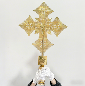 Salib Prosesional Ortodoks Ethiopia HT, Salib Emas Besar untuk Ritual Gereja, Upacara Keagamaan, Hadiah Keagamaan, Dekorasi Ibadah - Product Image 5