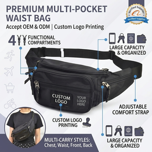 Riñonera Impermeable con Logotipo Personalizado, Riñonera Cruzada con Múltiples Bolsillos, Riñonera de Gran Capacidad para Correr, Viajar, Hacer Senderismo y Ciclismo - Product Image 1