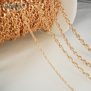 Vfook Bán Buôn Vàng Đầy 1.8Mm 2Mm Hollow Ba Pháp Dây Xích Cho Vòng Đeo Tay Dây Chuyền Đồ Trang Sức Làm - Product Image 1