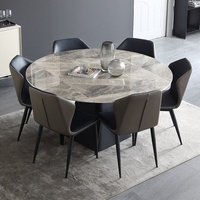 Ensemble de table et chaises de salle à manger carrées extensibles et rotatives en acier au carbone de style italien et nordique pour 6 personnes