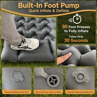 Matelas de camping gonflable Source Factory avec pompe à pied intégrée, 4 pouces, ultraléger, design ergonomique, rapide et portable pour l'extérieur