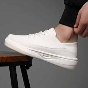 Zapatos Deportivos de Moda con Cordones, Zapatos Casuales para Uso Diario, Parte Superior de Tela Blanca Transpirable, Suela Blanca Texturizada Antideslizante, Ligeros - Product Image 1