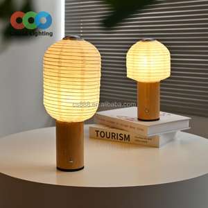 Lámpara de mesa de estilo japonés, linterna de cono de helado de bambú hecha a mano con luz de papel de arroz, diseño Simple y Flexible - Product Image 1