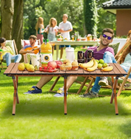 Table de camping pliante en fer – Table de repas portable, résistante à l'eau, réglable en hauteur, pour la plage et la randonnée, mobilier d'extérieur