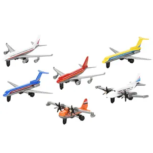 Felisu-Spielzeug Flugzeug Flugzeug Spielzeug Modell gestanztes Flugzeug Mini-freies Rad Metall 6 Stück Fensterbox Jungen Flugzeug gestanztes Spielzeug