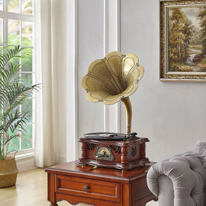 Gramophone vintage sur pied avec radio FM et Bluetooth, haut-parleur intégré, lecteur de disques vinyles rétro en bois pour la maison et le salon - Product Image 3