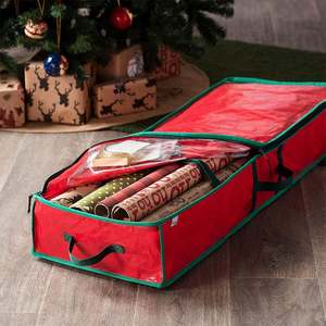 Wrapping <b>Paper</b> <b>Organizer</b> Storage Bag 600D Oxford Christmas <b>Paper</b> Roll Container with Pockets - Product Image 5