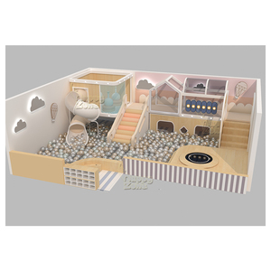 Aire de jeux intérieure miniature commerciale personnalisée pour café, ensemble de jeux doux de haute qualité en <span class=keywords><strong>bois</strong></span> avec piscine à balles, <span class=keywords><strong>toboggan</strong></span> et structure d'escalade - Product Image 5