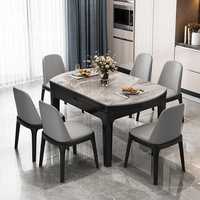 Table à manger rétractable moderne en chêne extensible pour meubles de ferme et de restaurant combinaison de chaises en bois pour la maison