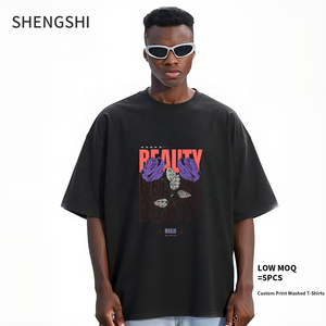 SSC T-shirt unisexe personnalisé 320g Vintage Wash Retro Relaxed O-cou Équipe Séchage rapide avec impression personnalisée T-shirt en vrac Formation pour adultes - Product Image 1