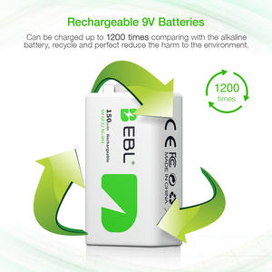 EBL CUZ Vente en gros de batteries NIMH 150 mAh, pack de batteries NIMH 9V rechargeables 6f22 150 mAh pour microphones - Product Image 3