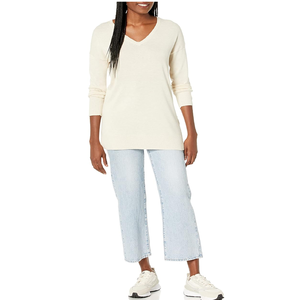 Vente chaude orientée vers l'exportation à la mode à manches longues col en V décontracté Anti-rétrécissement à séchage rapide chandails pour femmes tricotés de BD - Product Image 6