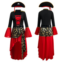 Costume de pirate rouge pour femme, taille plus S 3XL, costume de cosplay du capitaine Jack Sparrow des Caraïbes, tenue de bal masqué d'Halloween