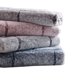 100% polyester fleece fabric embroidery winter print emboss rabbit long fur fabric luxury hometextile fabric supplier