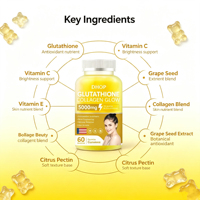 Complément Éclaircissant et Antioxydant au Glutathion et Collagène avec Acide Hyaluronique et Extraits de Fruits – 60 Gummies pour une Peau Éclatante
