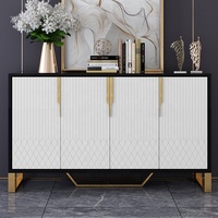 Buffet de salon moderne de luxe en bois blanc avec construction en bois massif