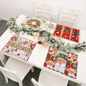 Nicro High Quality Elegant Style Table Decoration Christmas Cheap Knitted Fabric Merry Christmas Xmas Placemat Party Supplies