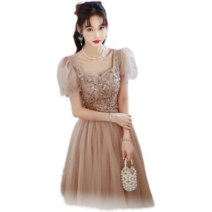 Evening Gown Square Collar A-Line Chiffon Vintage Empire Waist Khaki Polyester Formal Wear - Product Image 5