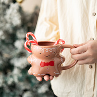 Mug en céramique Dehua grande capacité au design créatif de pain d'épices avec poignée, style européen, origine Fujian