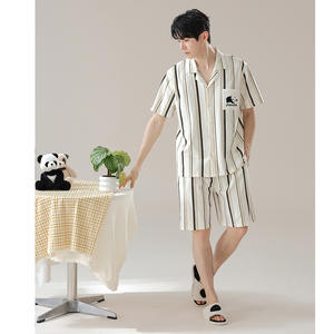 <span class=keywords><strong>Pigiama</strong></span> da donna in cotone satinato a maniche corte abito da <span class=keywords><strong>uomo</strong></span> abbigliamento Casual per la primavera e l'estate <span class=keywords><strong>taglie</strong></span> <span class=keywords><strong>forti</strong></span> morbido e Sexy - Product Image 3