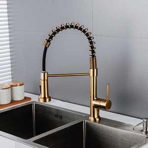 Brass Brushed Nickel Kitchen Taps Single Handle Pull Out Pull <b>Down</b> Spring 2 Way Water Outlet Kitchen Tap AT9884BN Kitchen Tap - Product Image 6
