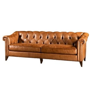 Sofá Chesterfield de 3 Plazas de Calidad de Exportación, Tapicería de Cuero Genuino, Botones Decorativos, Juego de Sofás Clásico para Sala de Estar, Muebles para Villa - Product Image 2