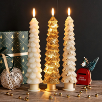 Bougie LED en gros 24CM en forme de sapin de Noël, en cire de paraffine, avec mèche à goutte, lumière blanc chaud, télécommande, décoration d'intérieur, cadeau