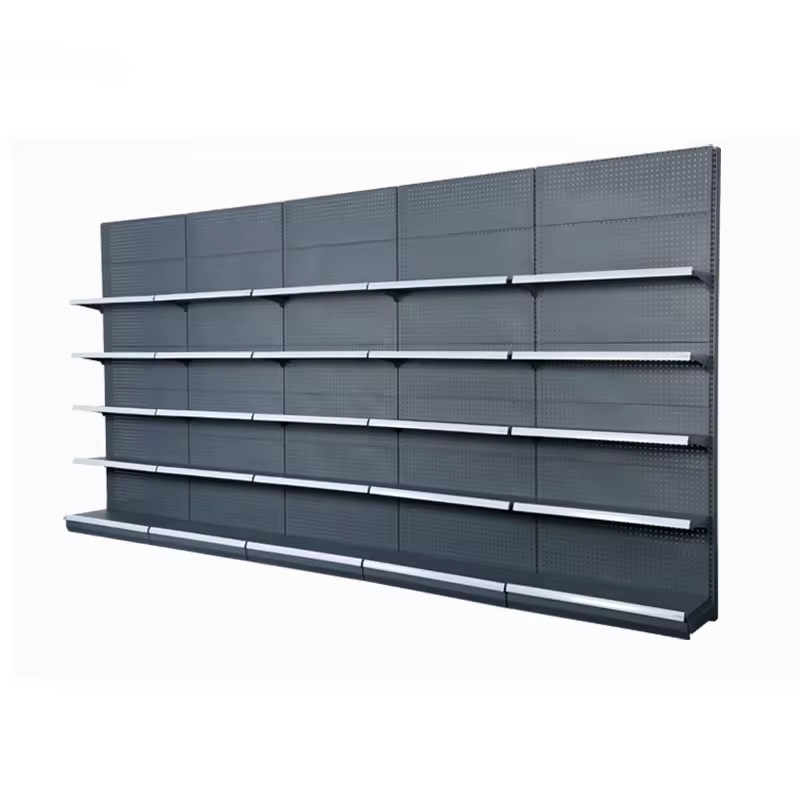 Supermarket Shop Mall Metal Display Shelf Gondola Shelving Customized Design