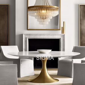 Mới được thiết kế chất lượng cao đồ nội thất trong nhà nặng rắn đá cẩm thạch bàn ăn nhà hàng biệt thự vòng bàn ăn - Product Image 1