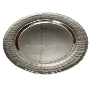 Assiette de service faite à la main au design vintage Assiette de chargeur en métal de qualité standard pour la maison et la cuisine Assiette de chargeur au prix le plus bas - Product Image 4